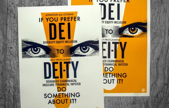 Shepard Fairey Drops New 2 Colorway “DEI-TY” Screenprint