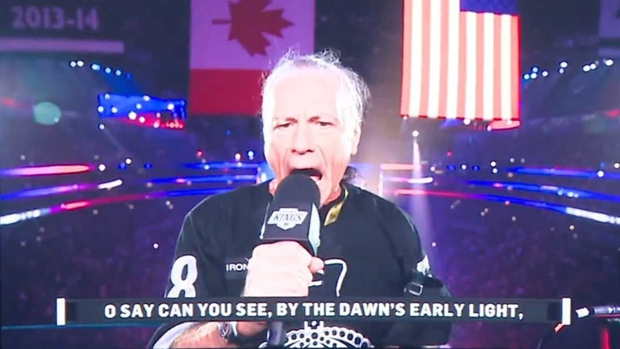 Bruce Dickinson gives the US national anthem the air-raid siren treatment again