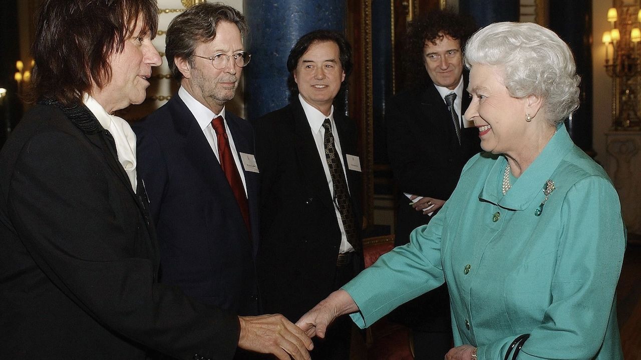 “Are you a guitarist too?” The day that rock legends Jimmy Page, Eric Clapton, Brian May and Jeff Beck met the Queen of England