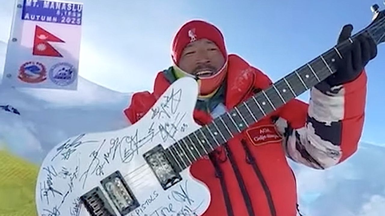 “The first electric guitar ever taken into the death zone!” How you could win a unique signed guitar that’s scaled a Himalayan mountain, and help underprivileged kids in the process